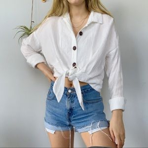 Free People beachy button up tie knot long sleeve